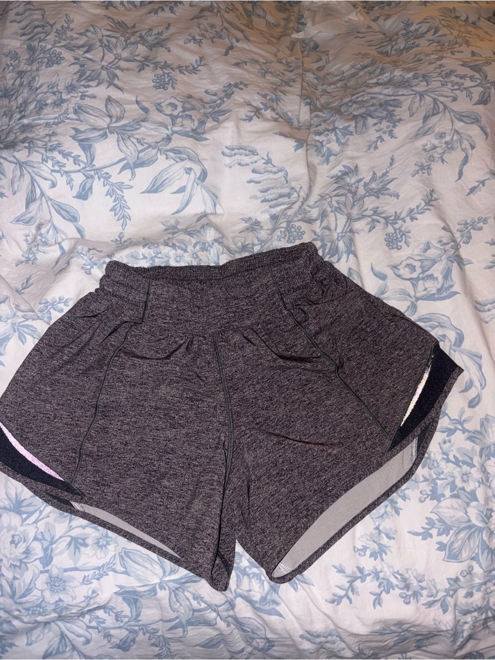 lululemon athletica Dark Heather Gray Athletic Shorts with Reflective Trim